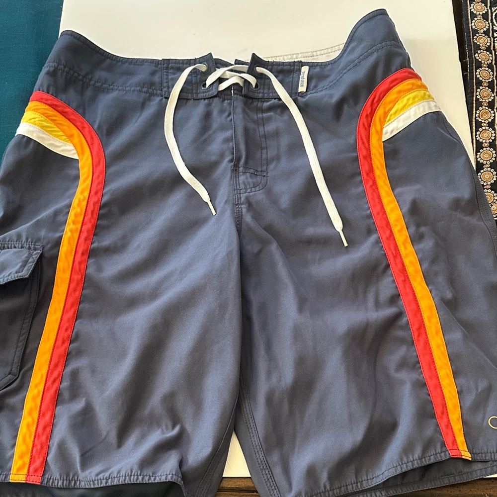 Vintage OP Men's Swim Shorts with Red and Yellow Accents